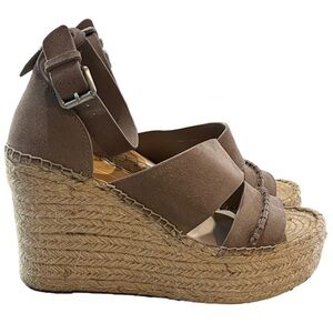 Dolce Vita Simi Espadrille Wedge Sandal Size 9.5 Platform Tall Leather 4.5” Heel